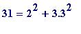 31 = 2^2+3.3^2